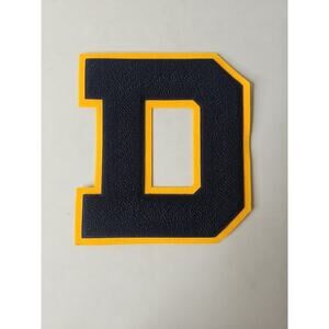 Vintage High School Letter Patch “D” Blue/yellow Fabric Unused Letterman